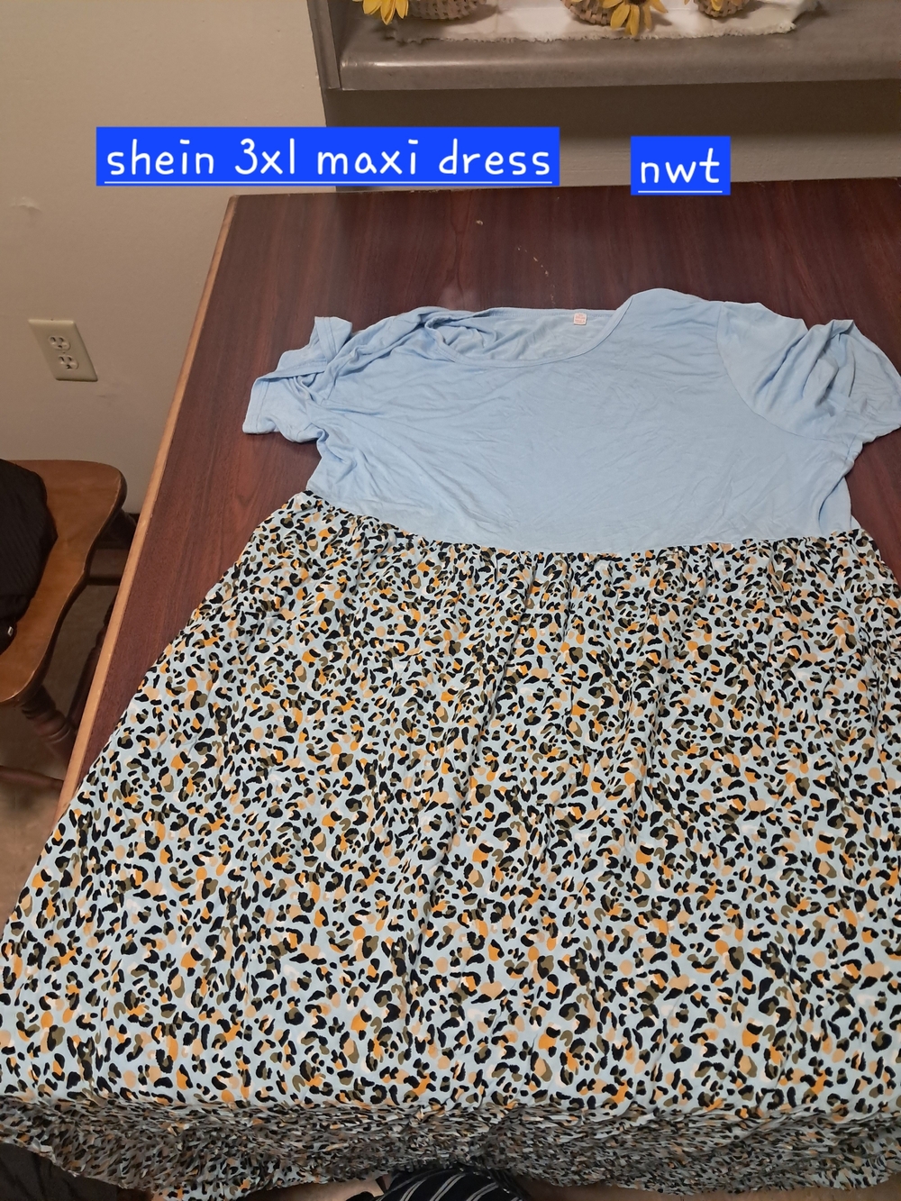 Blue And Animal Print Maxi Dress